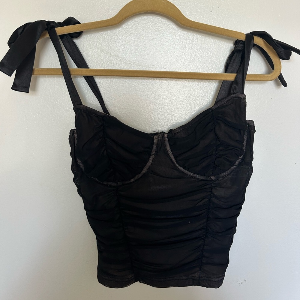 Bridge Black Ruched Corset Top